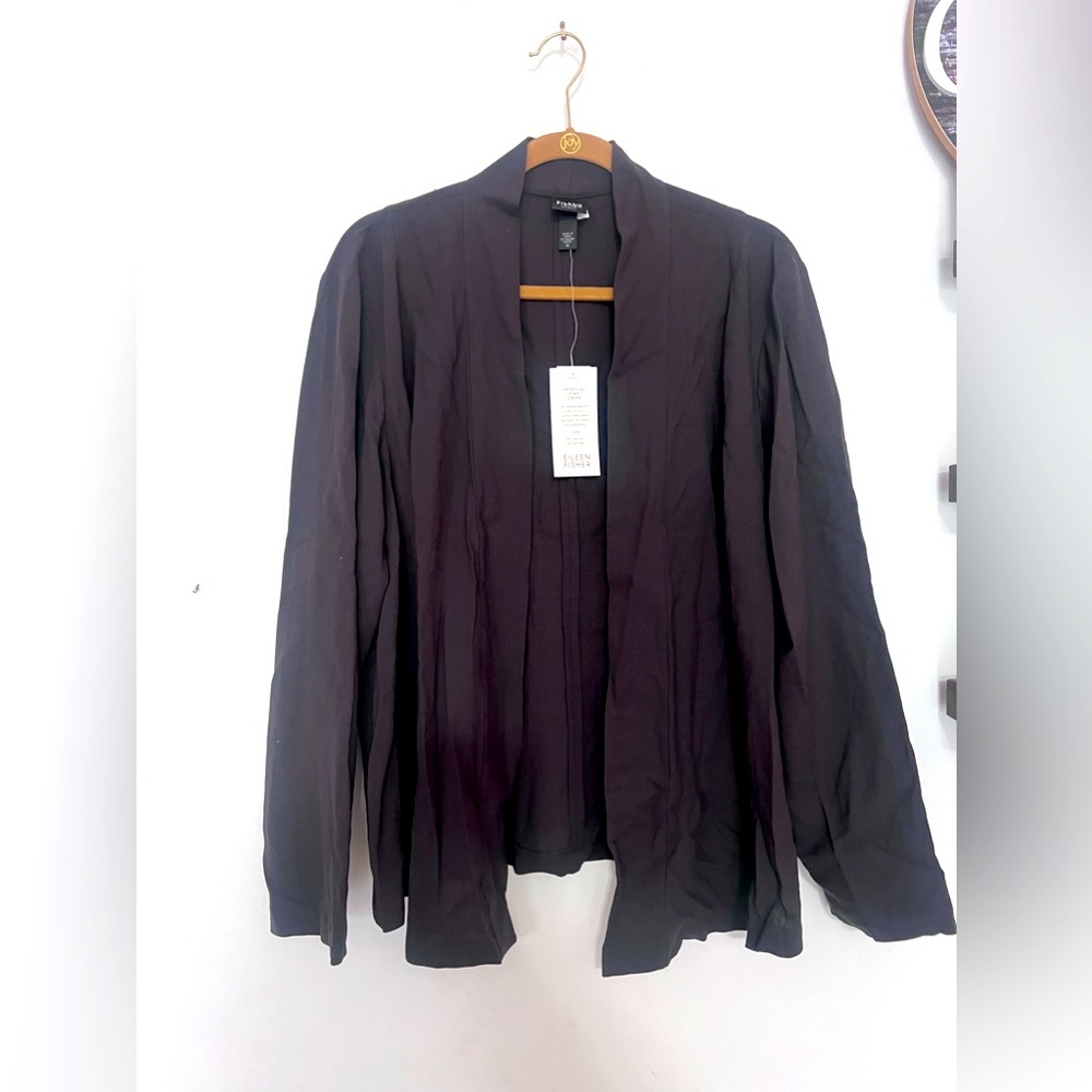 Eileen Fisher Black Open Draped Blazer Jacket